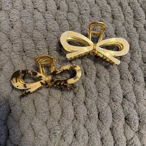 Gold and Brown Bow Hair Clips